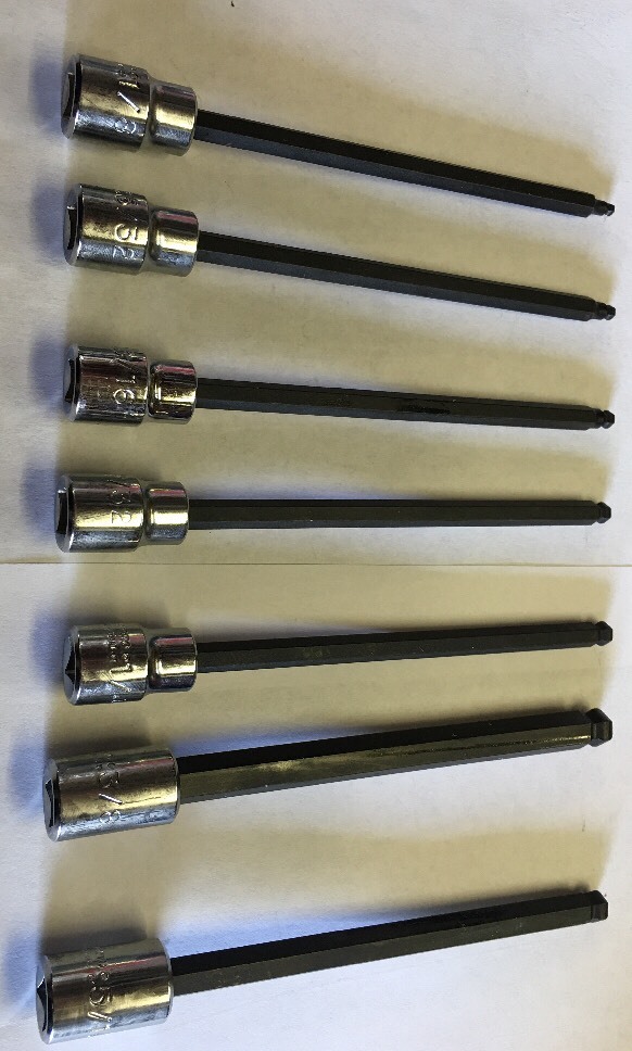 Stanley Proto J4900BD 3/8" Drive Extra Lange Zeskant Bit Set - 7-delig, Bal Stijl, Gelegeerd Staal