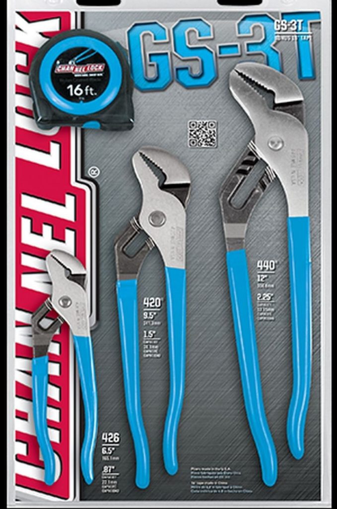 Channellock GS3T 3pc Tongue & Groove Plier Set with 16 ft. Measuring