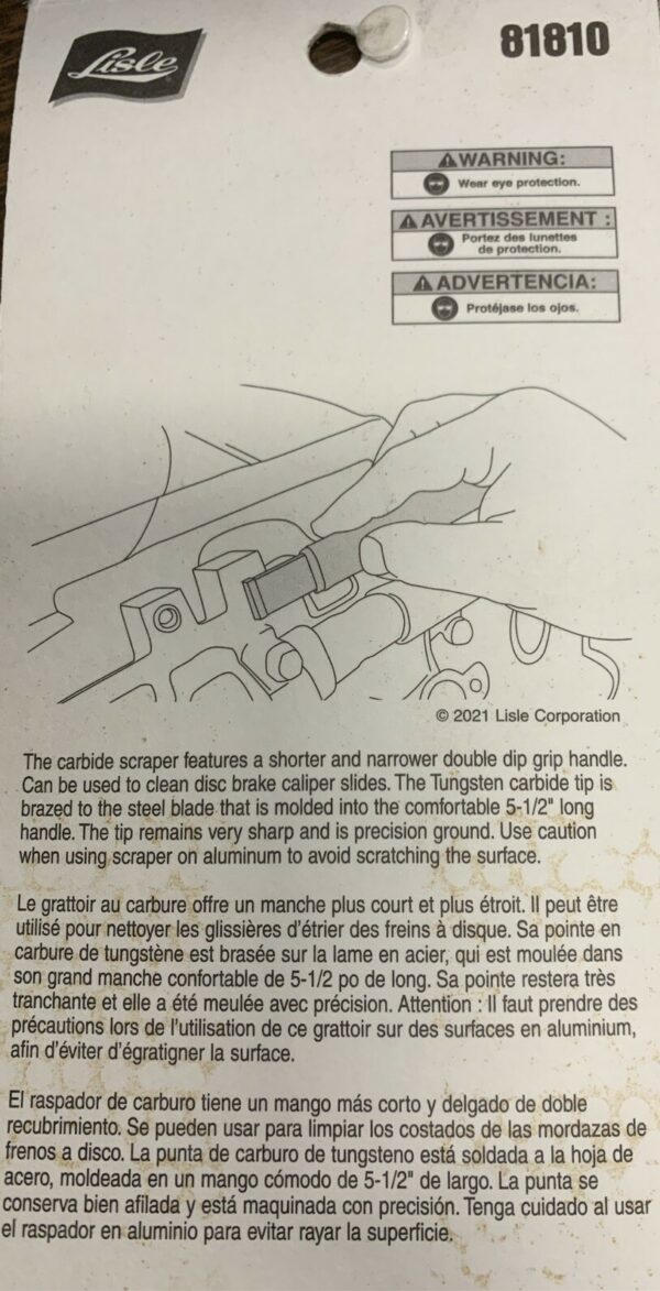 LISLE 81810 5/8" Carbide Scraper, 5 inches - Image 3