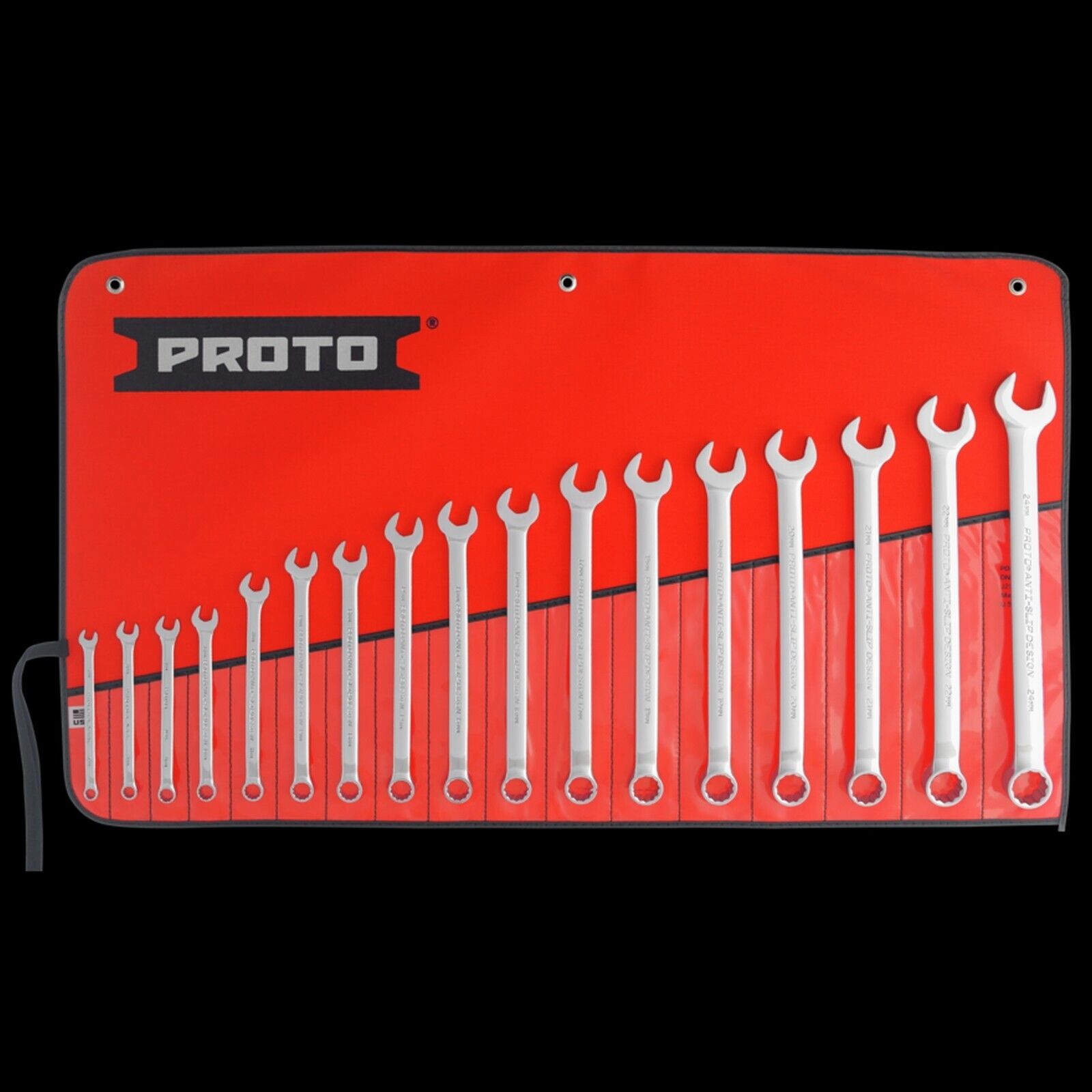 PROTO 17 Pcs Combination Full Polish wrench 7-24 mm 12 point
